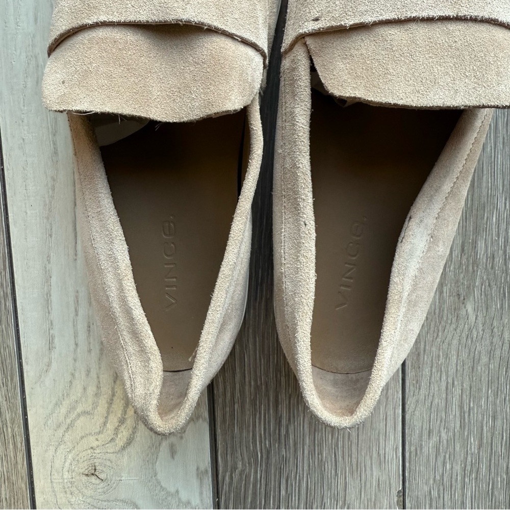 Vince Tan Suede Loafers Slip-On Style - Picture 8 of 9